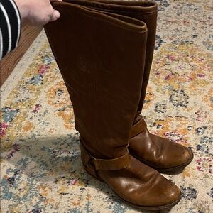 Frye Brown Leather Combat Boots